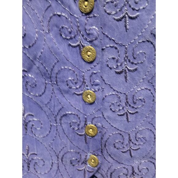 Vintage 90s Blue Tie Back Dress Country Western Rodeo Silk Tencel Womens Size 10 - Picture 3 of 6